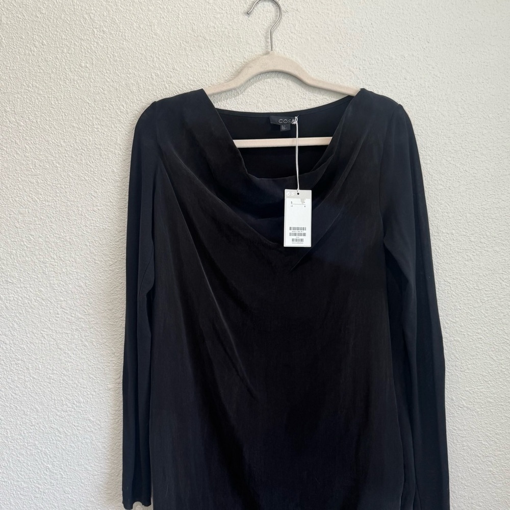 NWT Cos Womens‎ Size 6 Black Sheath Drape Neck Dress Office Preppy Minimal Boho - Picture 2 of 12
